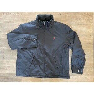 Polo Ralph Lauren Harrington Mens XXL Fleece Lined Black BOMBER MOTO Jacket Pony